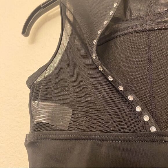 WEISSMAN Dance solo custom black rhinestone Caged Mock Neck Leotard 14591 MC - Picture 9 of 12